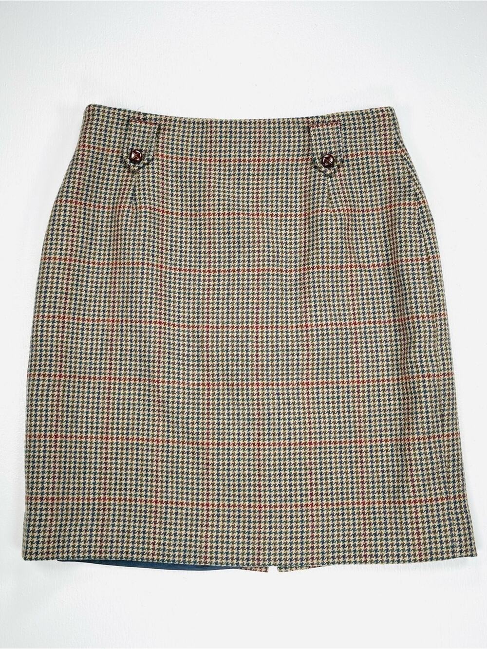 Vintage 100% Wool Tailored Houndstooth Pencil Skirt Sz 14 Jones New York Country
